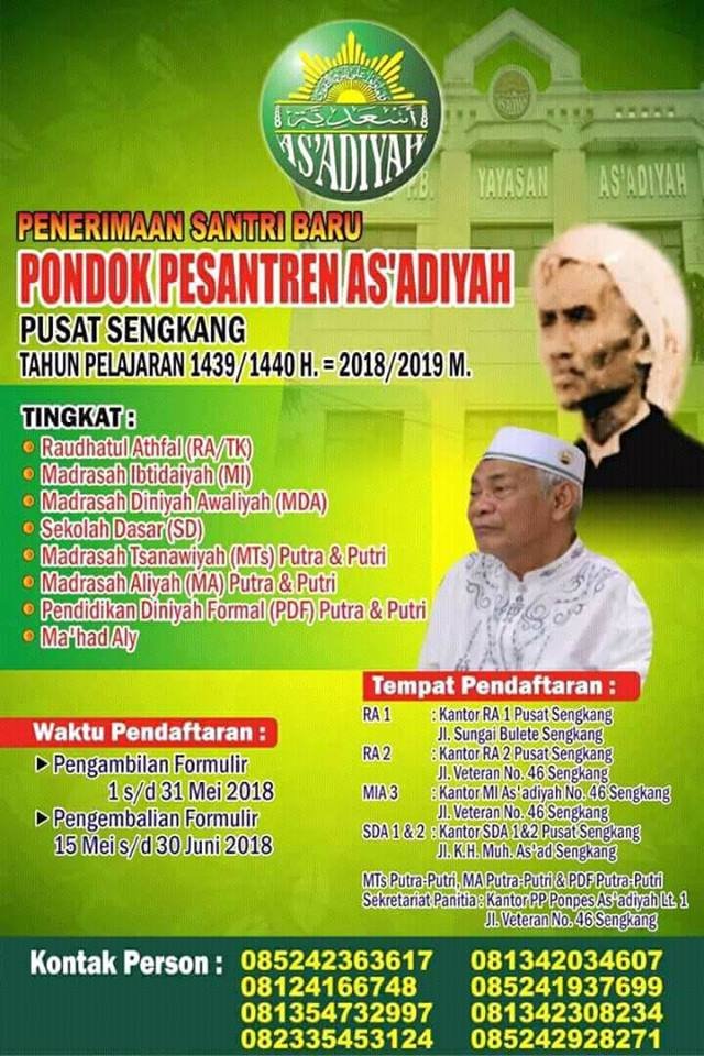 Info Penerimaan Santri Baru As'adiyah Tahun 2018/2019