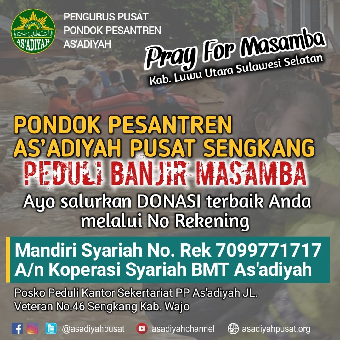 Pontren As'adiyah Galang Donasi Untuk Banjir Masamba